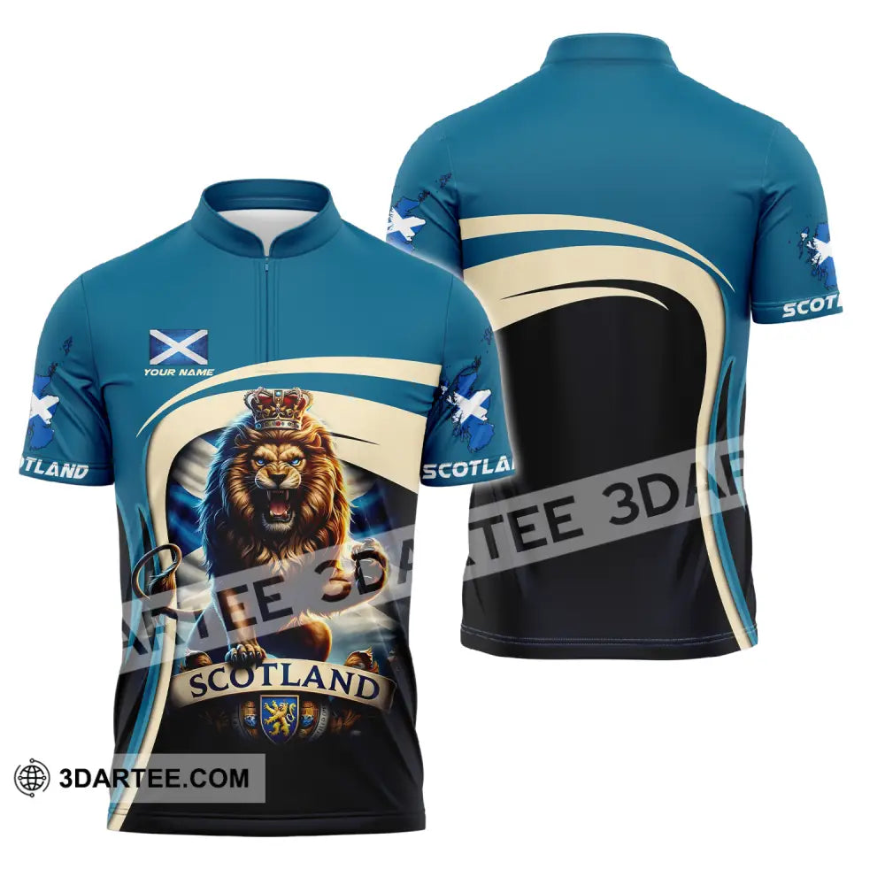 Unisex Shirt - Custom Name Scotland Lion Zipper Polo / S T-Shirt