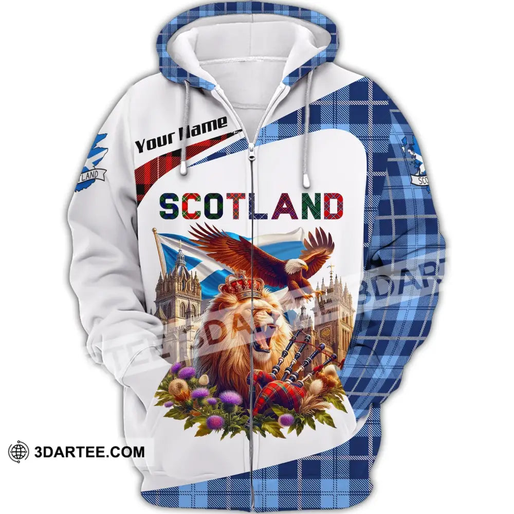 Unisex Shirt Custom Name Scotland Love Polo Long Sleeve Gift Zipper Hoodie / S T-Shirt