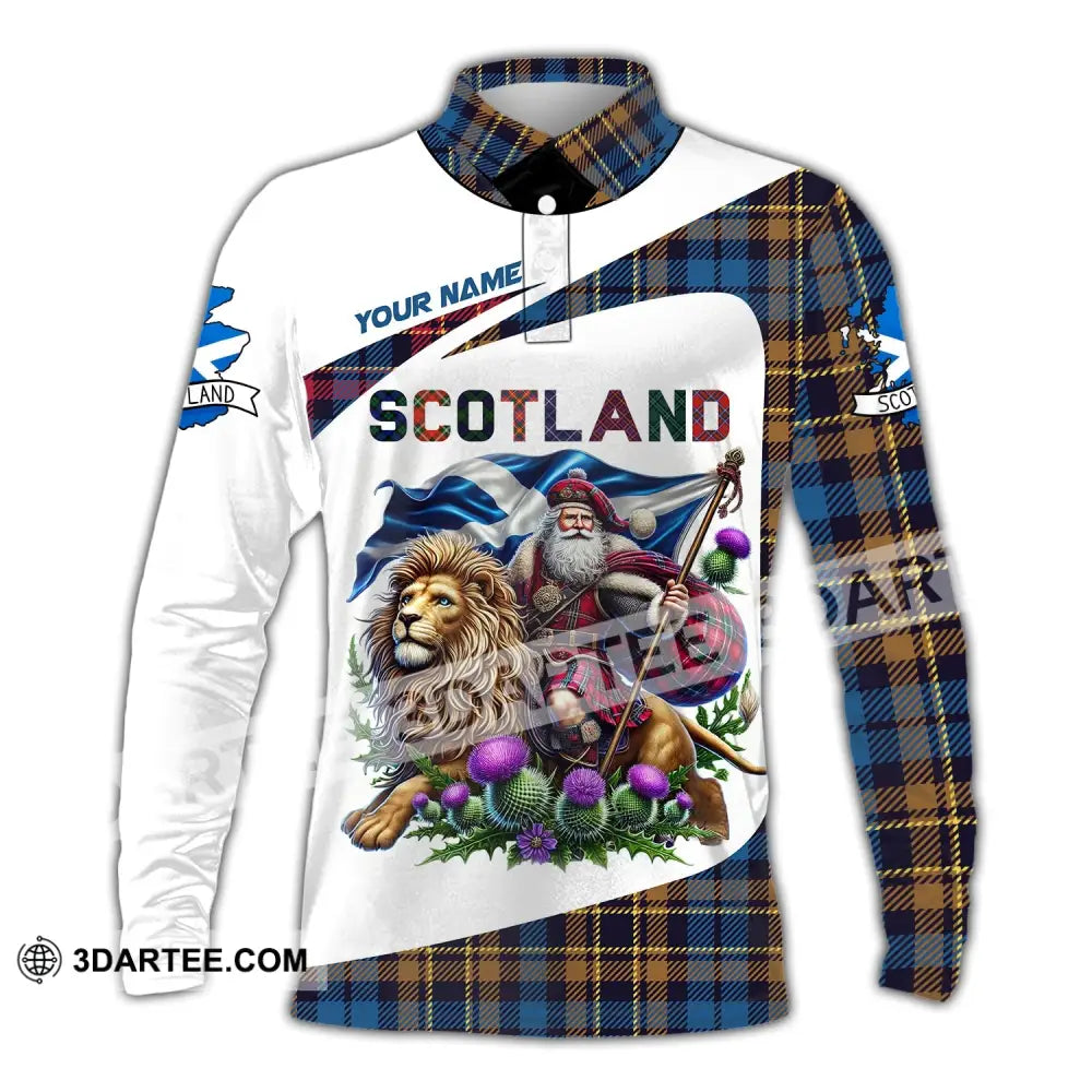 Unisex Shirt Custom Name Scotland Lover Gift Long Sleeve Polo / S T-Shirt