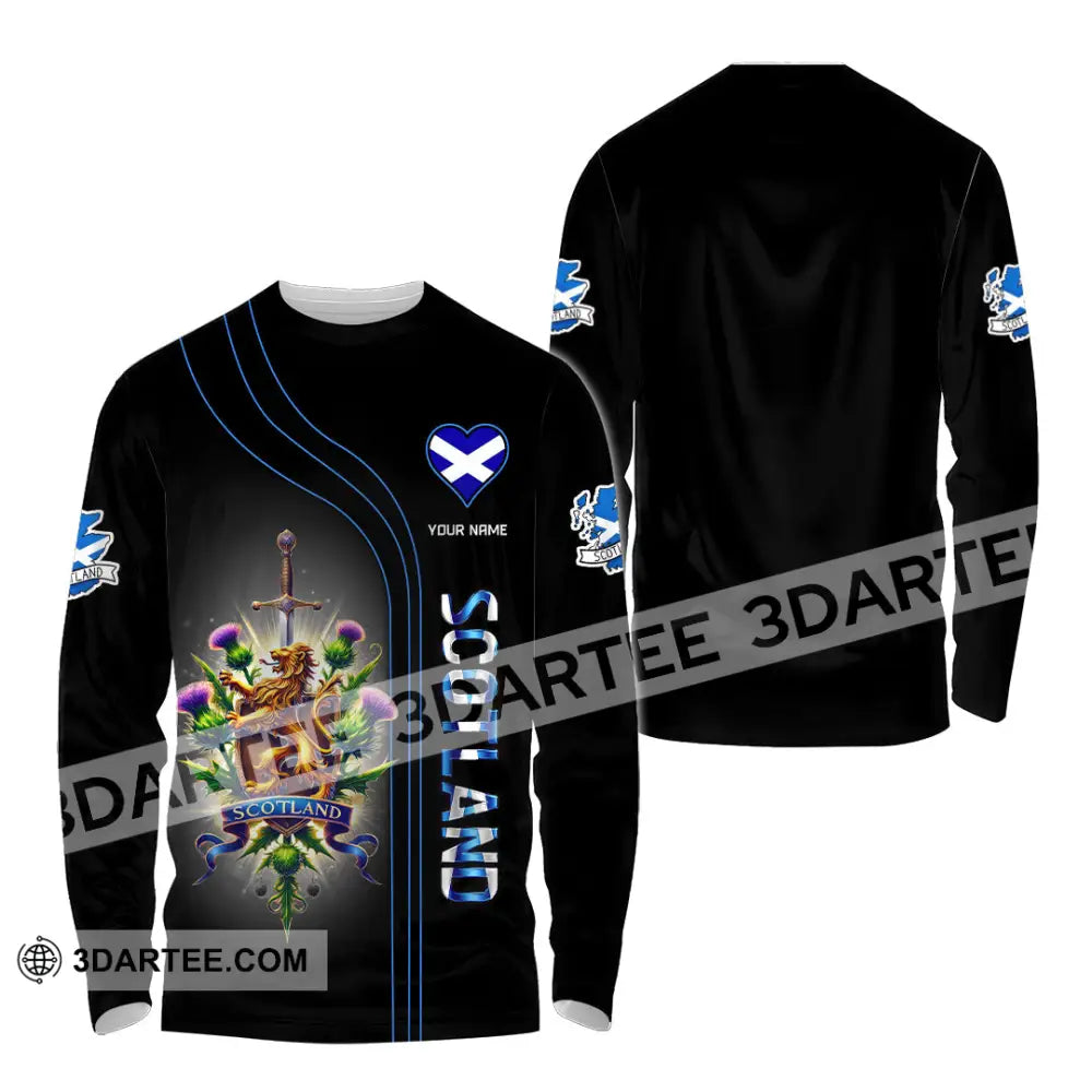 Unisex Shirt Custom Name Scotland Lover Polo Long Sleeve Gift / S T-Shirt