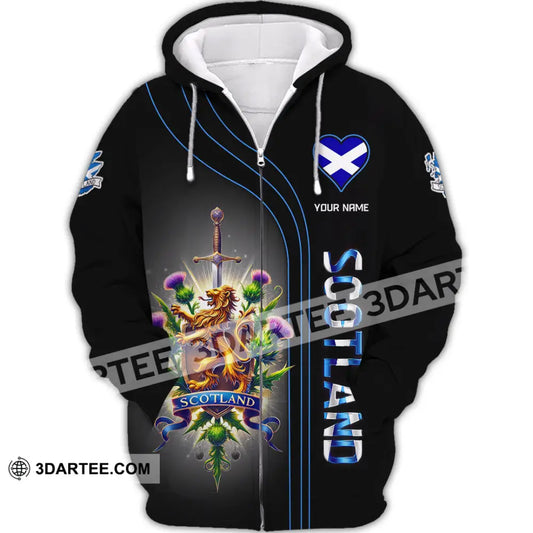 Unisex Shirt Custom Name Scotland Lover Polo Long Sleeve Gift Zipper Hoodie / S T-Shirt