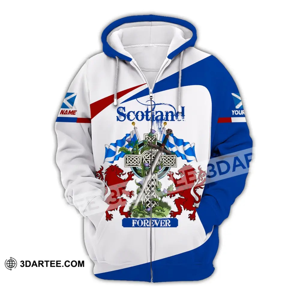 Unisex Shirt Custom Name Scotland Scottish Hoodie T-Shirt Gift For Lover Zipper / S