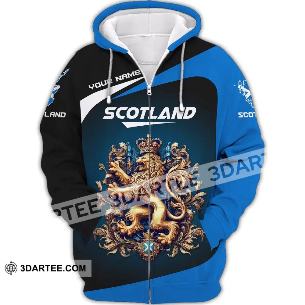 Unisex Shirt Custom Name Scotland Scottish T-Shirt Lover Zipper Hoodie / S