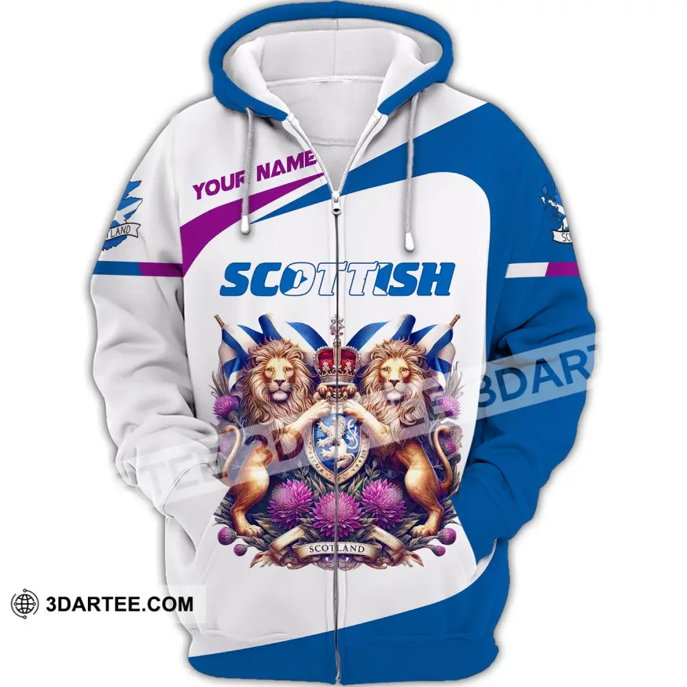 Unisex Shirt Custom Name Scotland Scottish T-Shirt Lover Zipper Hoodie / S