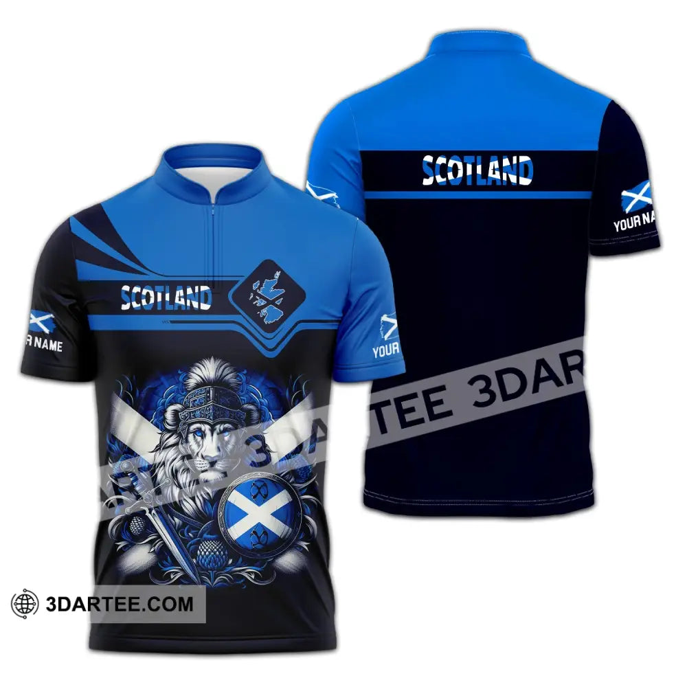 Unisex Shirt - Custom Name Scotland Sport Zipper Polo / S T-Shirt