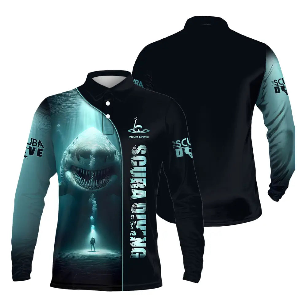 Unisex Shirt Custom Name Scuba Diving Gift Long Sleeve Polo / S T-Shirt