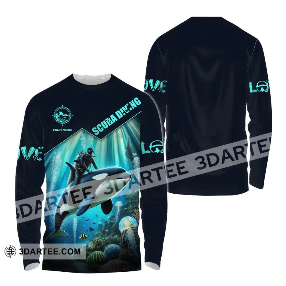 Unisex Shirt Custom Name Scuba Diving Gift Long Sleeve / S T-Shirt