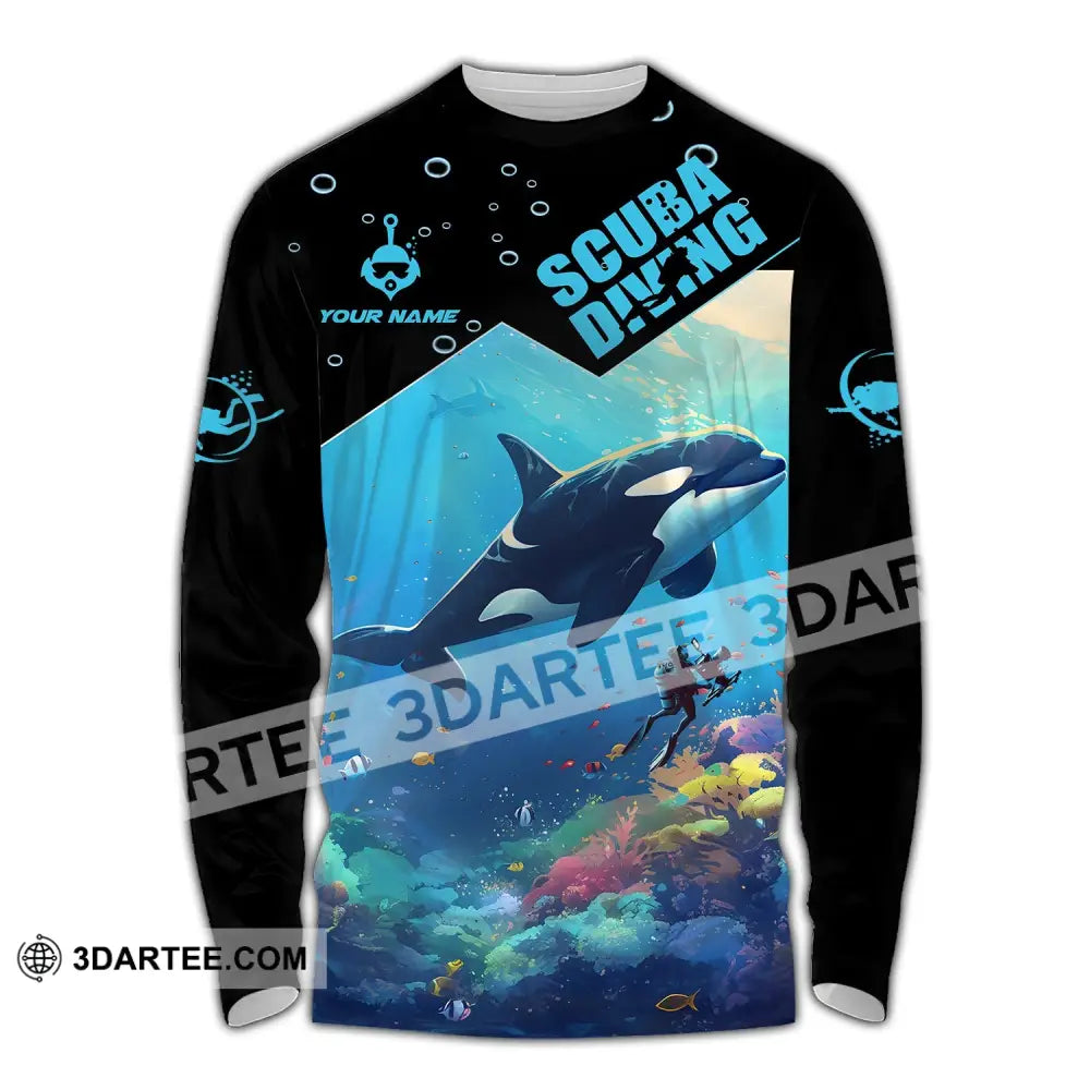 Unisex Shirt Custom Name Scuba Diving Love T-Shirt Long Sleeve / S T-Shirt