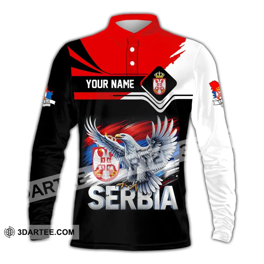 Unisex Shirt Custom Name Serbia Polo Long Sleeve Gift / S T-Shirt