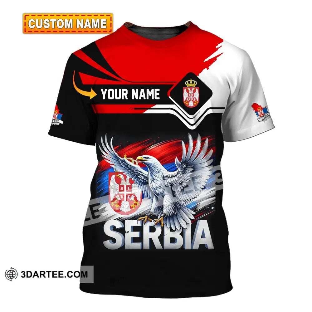 Unisex Shirt Custom Name Serbia Polo Long Sleeve Gift T-Shirt