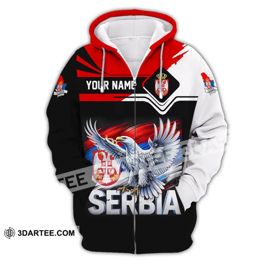 Unisex Shirt Custom Name Serbia Polo Long Sleeve Gift Zipper Hoodie / S T-Shirt