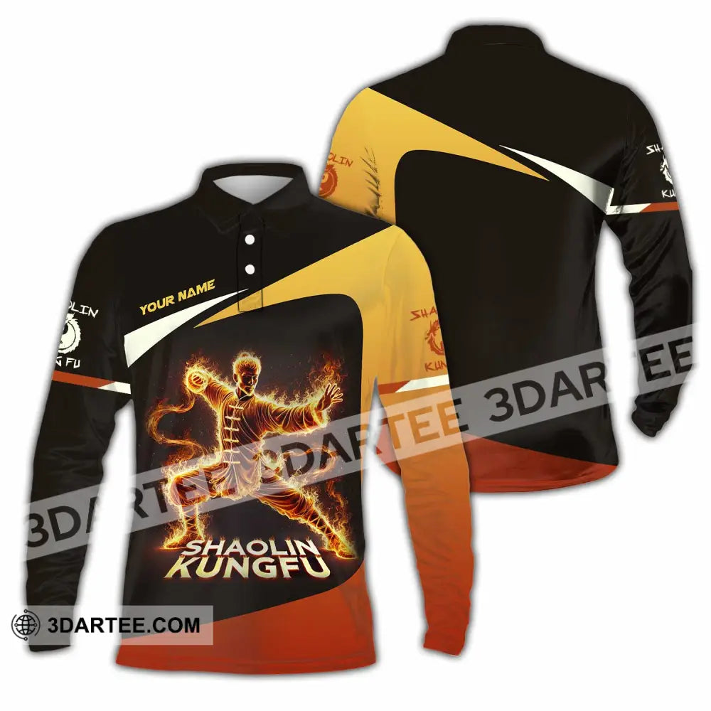 Unisex Shirt Custom Name Shaolin Kungfu Polo Long Sleeve / S T-Shirt