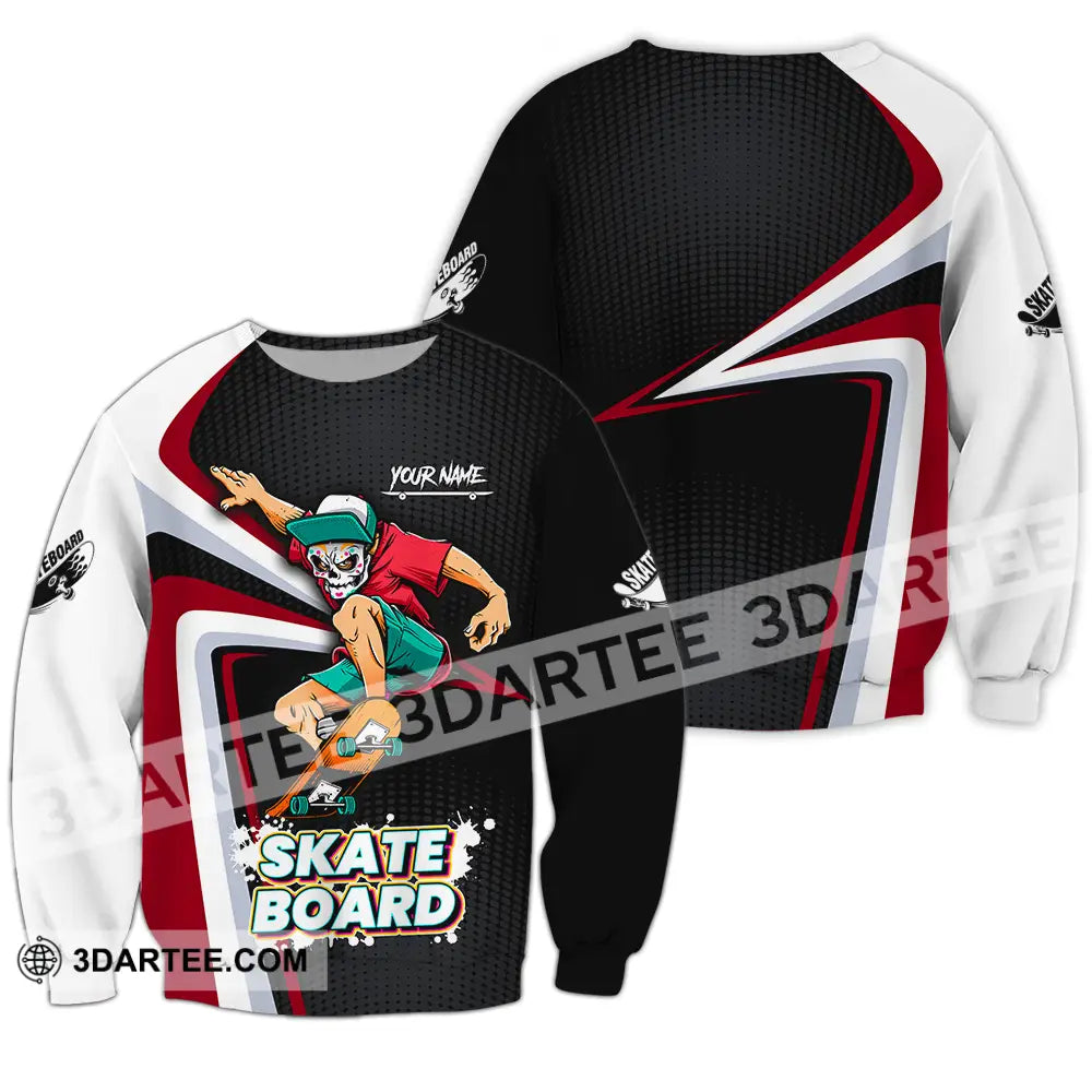 Unisex Shirt - Custom Name Skateboard Sport For Player Long Sleeve / S T-Shirt