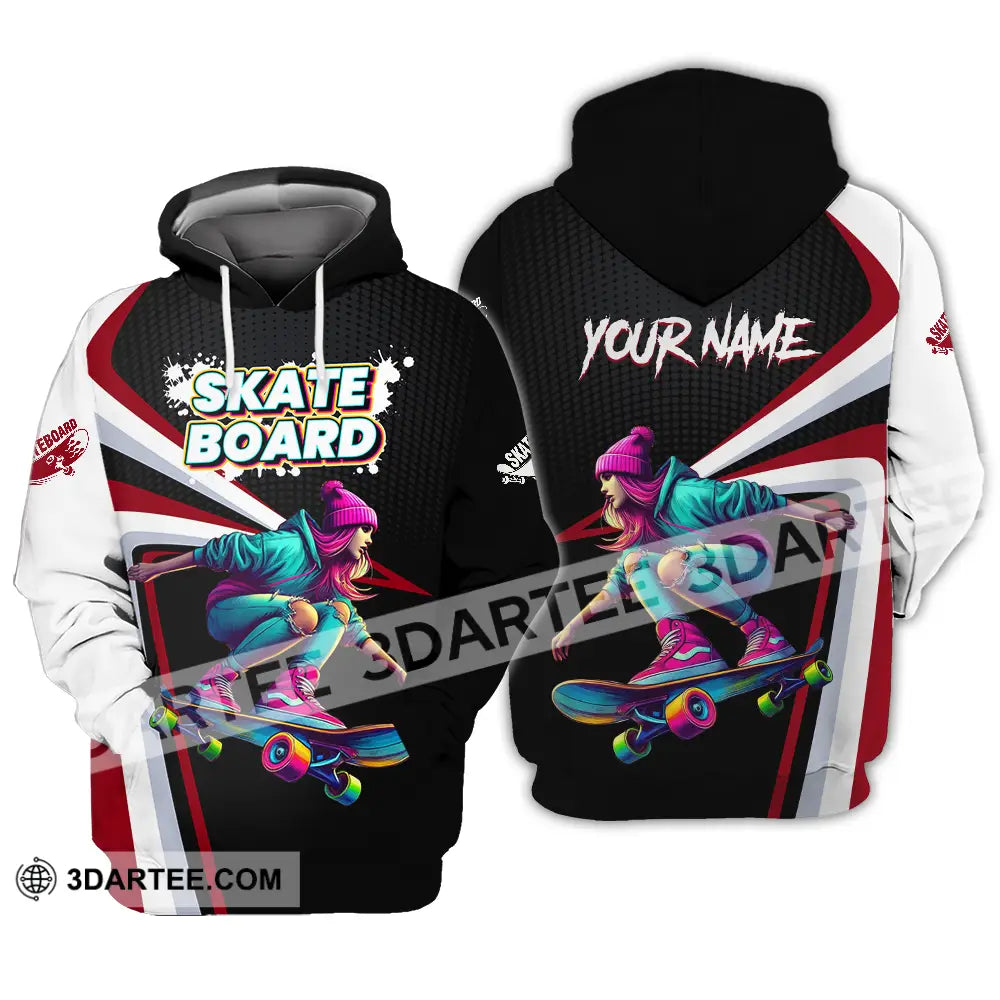 Unisex Shirt - Custom Name Skateboarding Player Dark Sport Hoodie / S T-Shirt