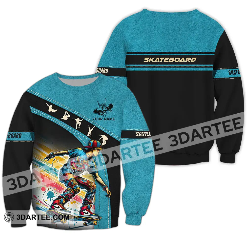 Unisex Shirt - Custom Name Skateboarding Player Sport Long Sleeve / S T-Shirt