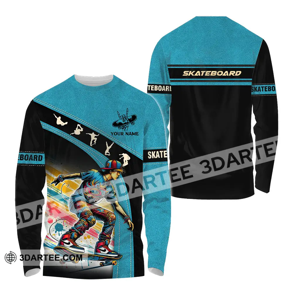 Unisex Shirt - Custom Name Skateboarding Player Sport Long Sleeve / S T-Shirt