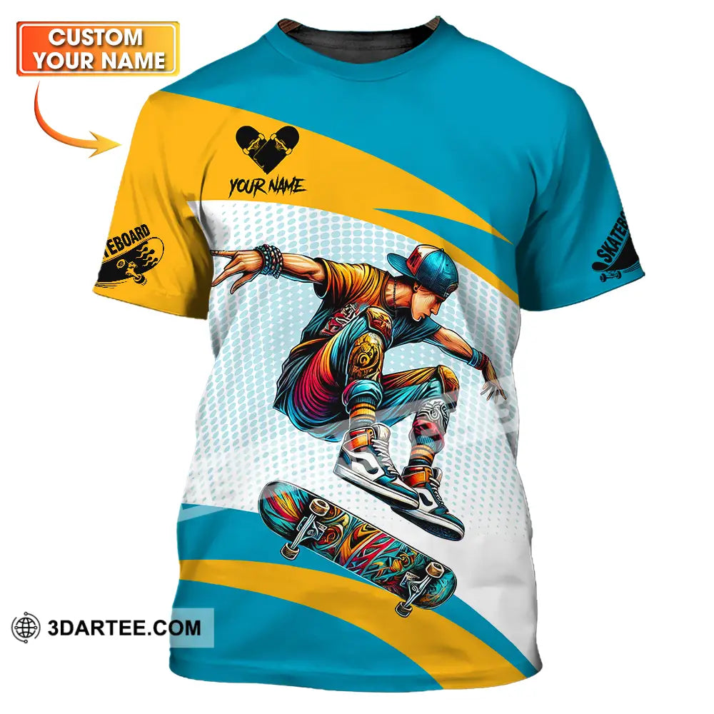 Unisex Shirt - Custom Name Skateboarding Player Sport Playing T-Shirt