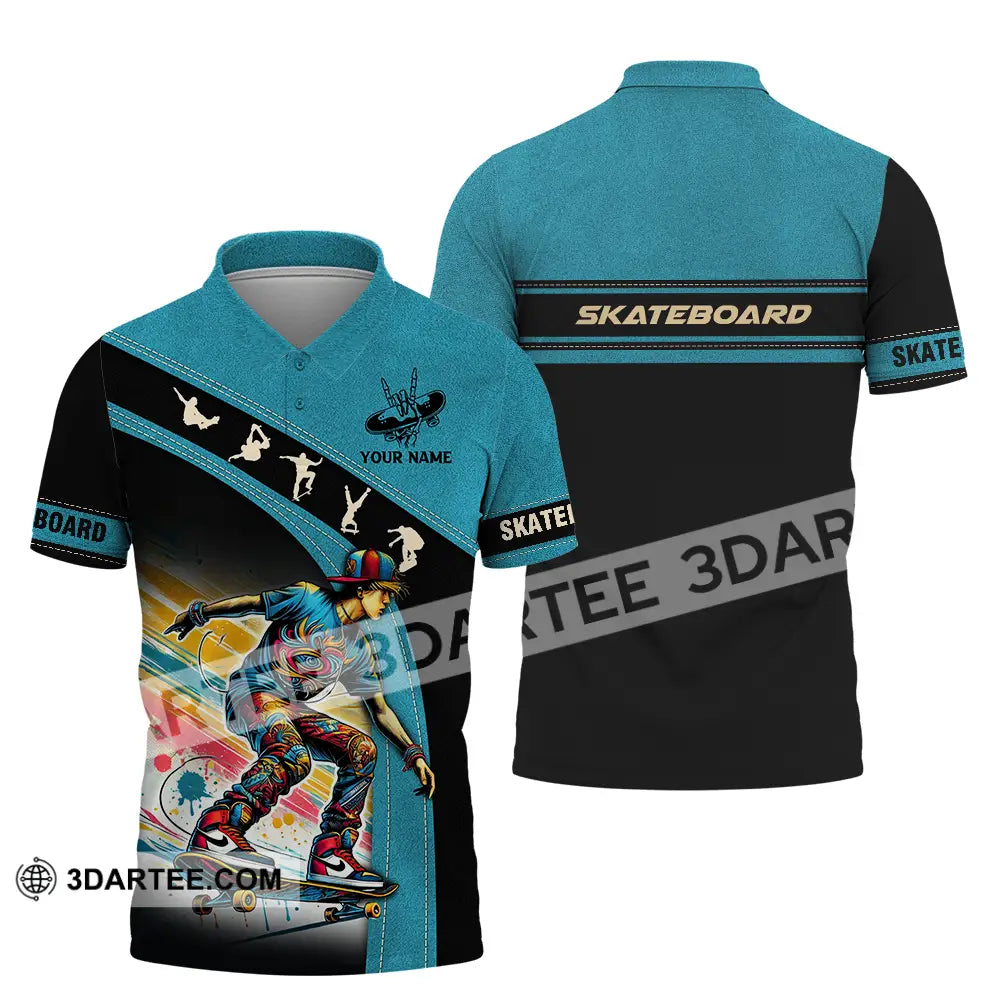 Unisex Shirt - Custom Name Skateboarding Player Sport Polo / S T-Shirt