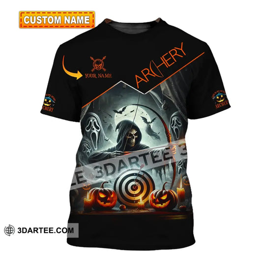 Unisex Shirt - Custom Name Skull Archery Target T-Shirt