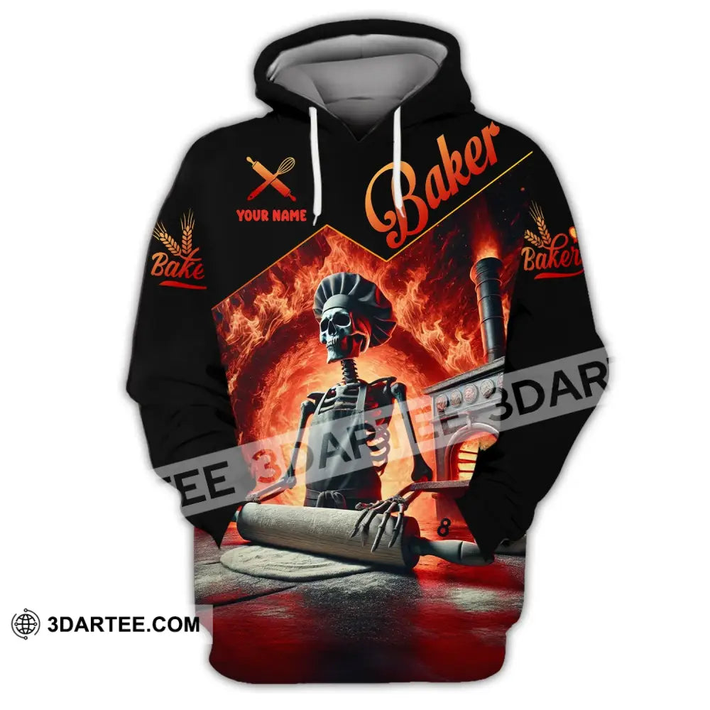 Unisex Shirt - Custom Name Skull Baker Hoodie / S T-Shirt