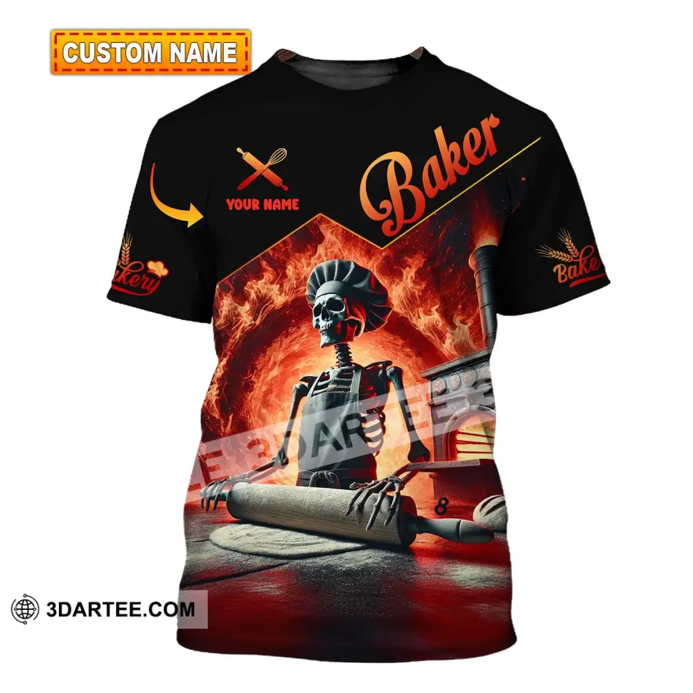 Unisex Shirt - Custom Name Skull Baker T-Shirt