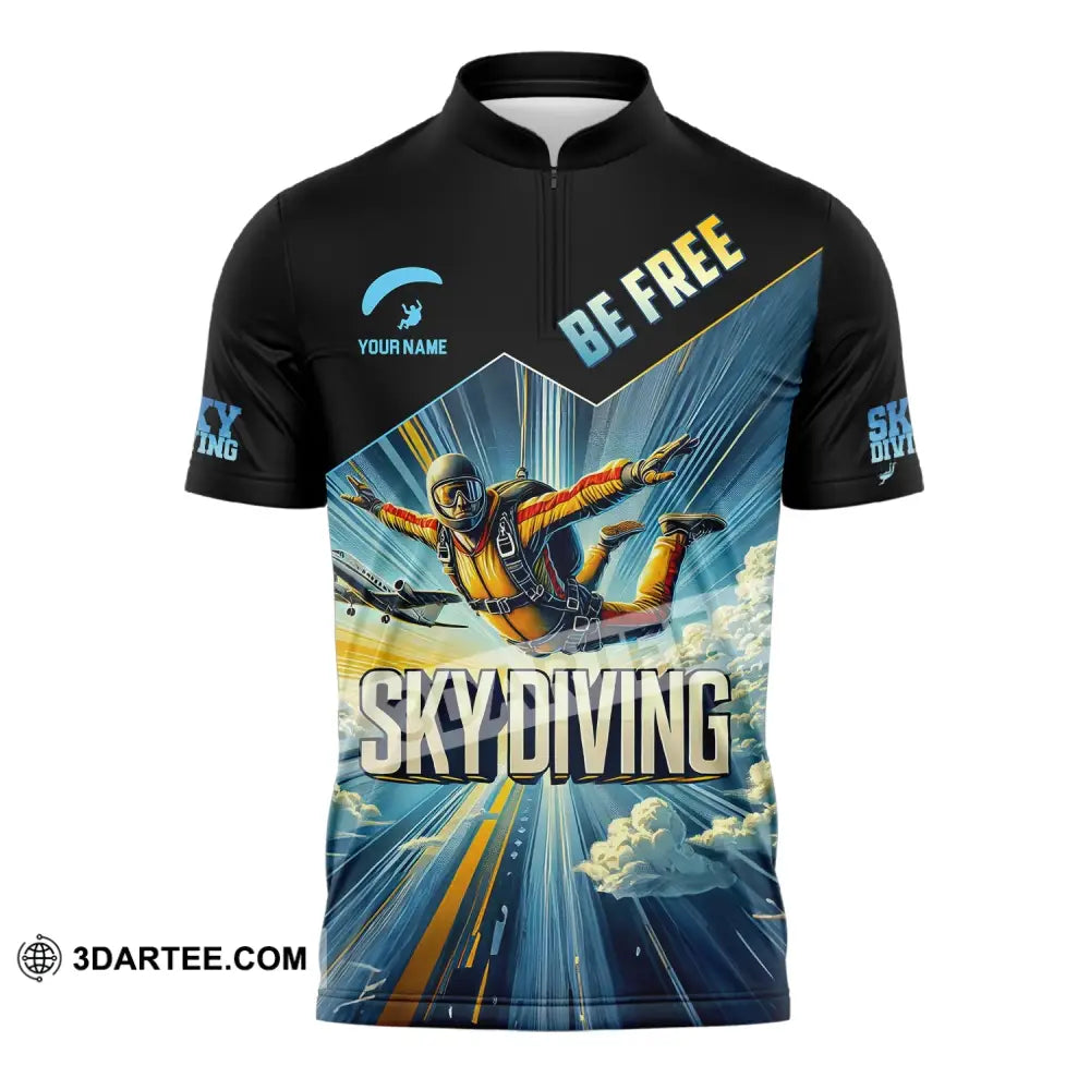 Unisex Shirt Custom Name Sky Diving T-Shirt For Lover Zipper Polo / S T-Shirt