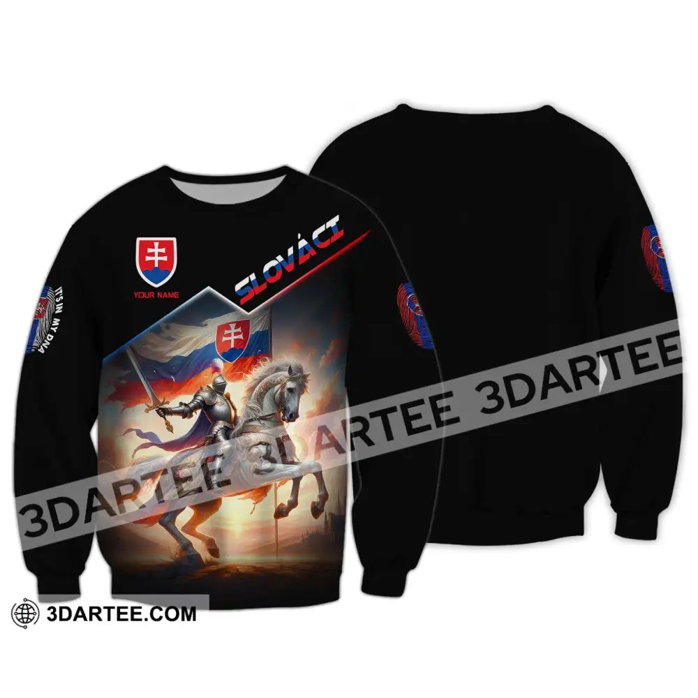 Unisex Shirt Custom Name Slováci Its In My Dna Slovakian Flag Gift For Long Sleeve / S T-Shirt