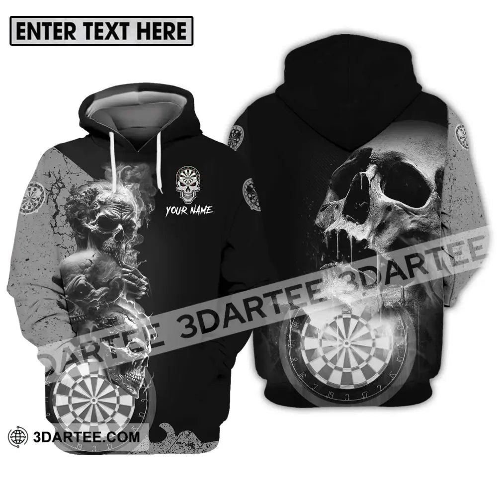 Unisex Shirt - Custom Name Smoking Skull Darts Hoodie / S T-Shirt