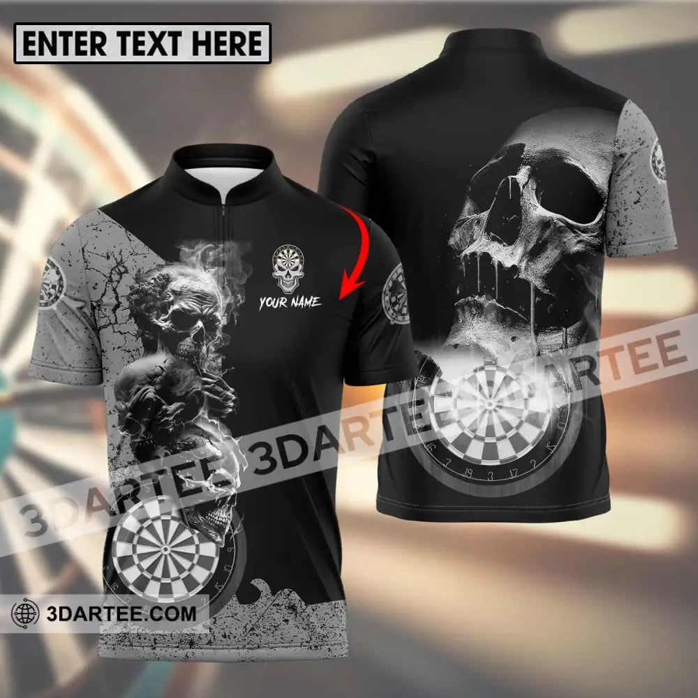 Unisex Shirt - Custom Name Smoking Skull Darts T-Shirt