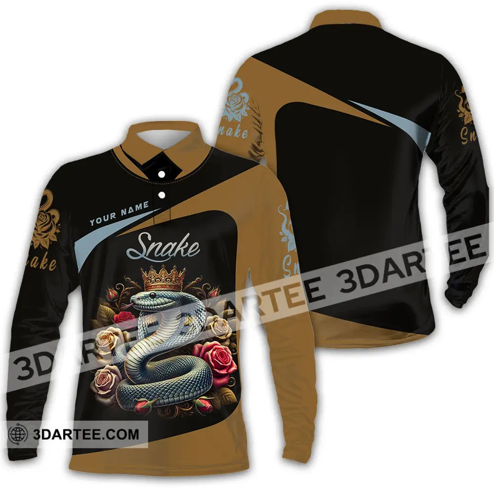 Unisex Shirt - Custom Name Snake Long Sleeve Polo / S T-Shirt