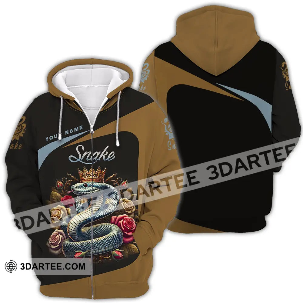Unisex Shirt - Custom Name Snake Zipper Hoodie / S T-Shirt