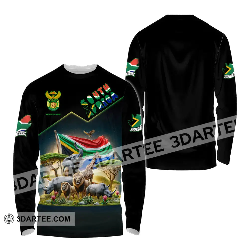 Unisex Shirt Custom Name South Africa Lover Gift Long Sleeve / S T-Shirt