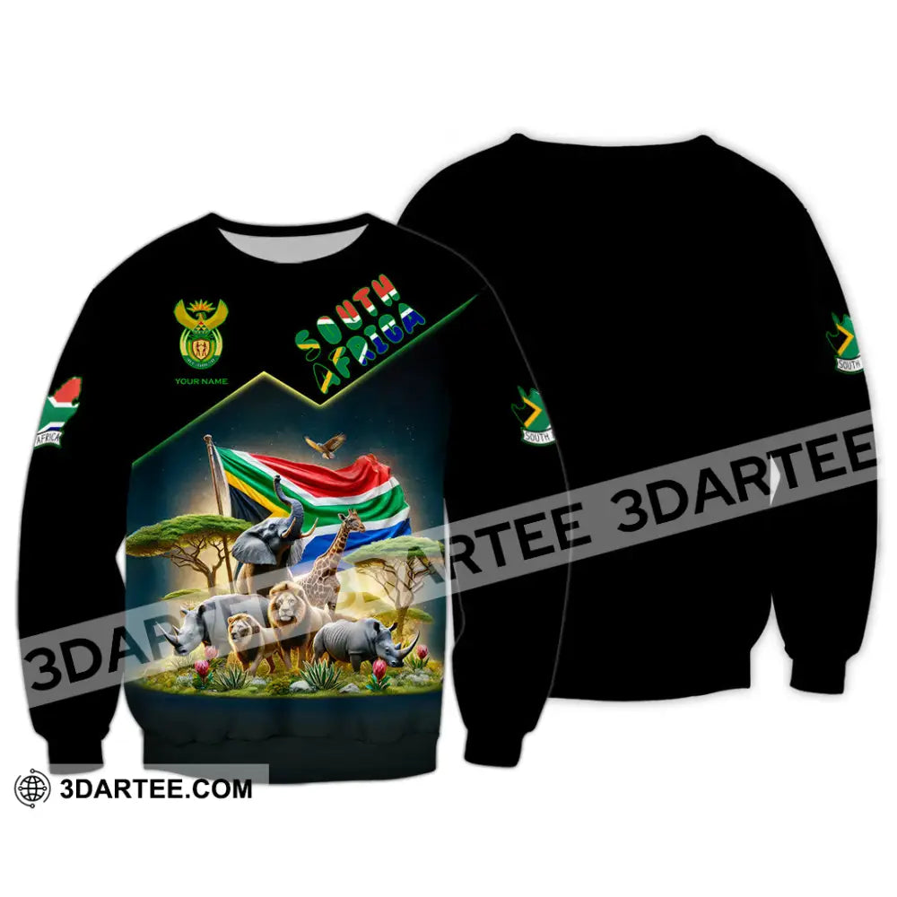 Unisex Shirt Custom Name South Africa Lover Gift Long Sleeve / S T-Shirt