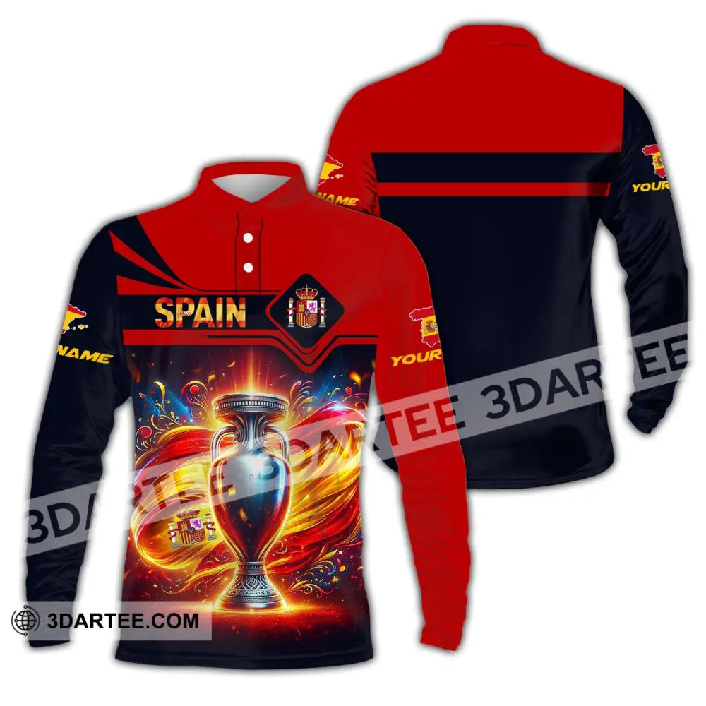 Unisex Shirt Custom Name Spain Football Euro 2024 Polo Long Sleeve / S T-Shirt