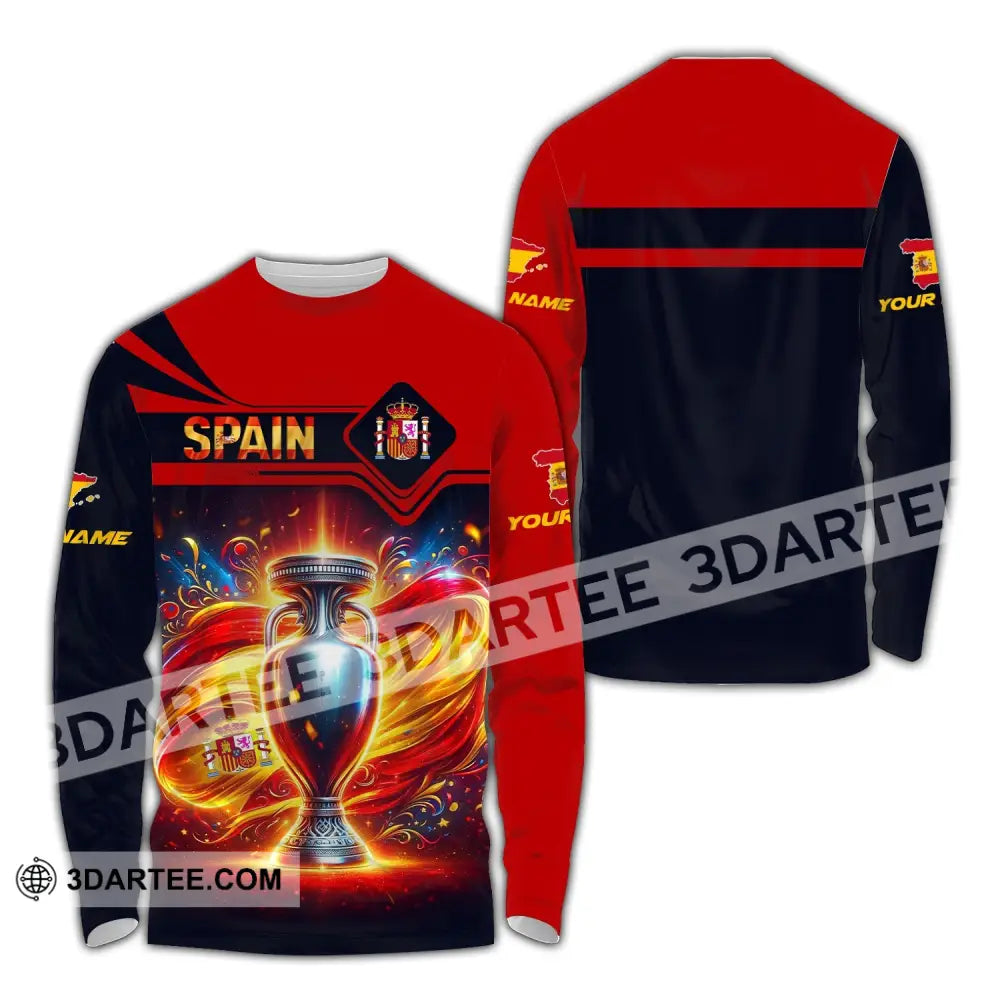 Unisex Shirt Custom Name Spain Football Euro 2024 Polo Long Sleeve / S T-Shirt