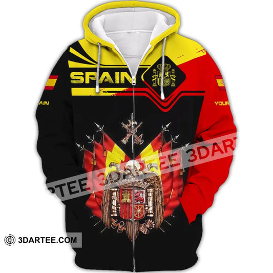 Unisex Shirt Custom Name Spain T-Shirt Spanish Pride Gift Zipper Hoodie / S