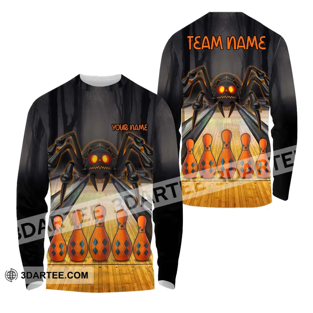 Unisex Shirt - Custom Name Spider Bowling Long Sleeve / S T-Shirt