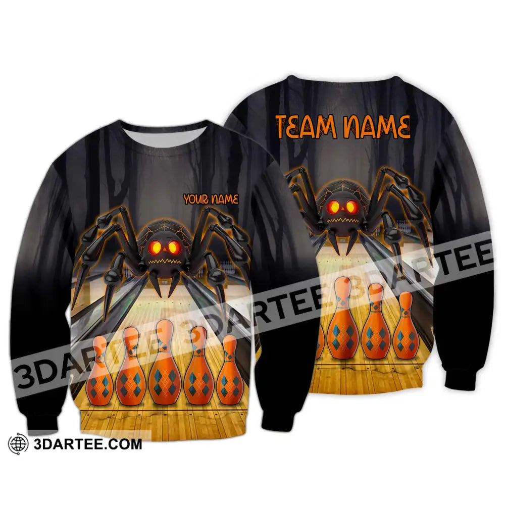 Unisex Shirt - Custom Name Spider Bowling Long Sleeve / S T-Shirt