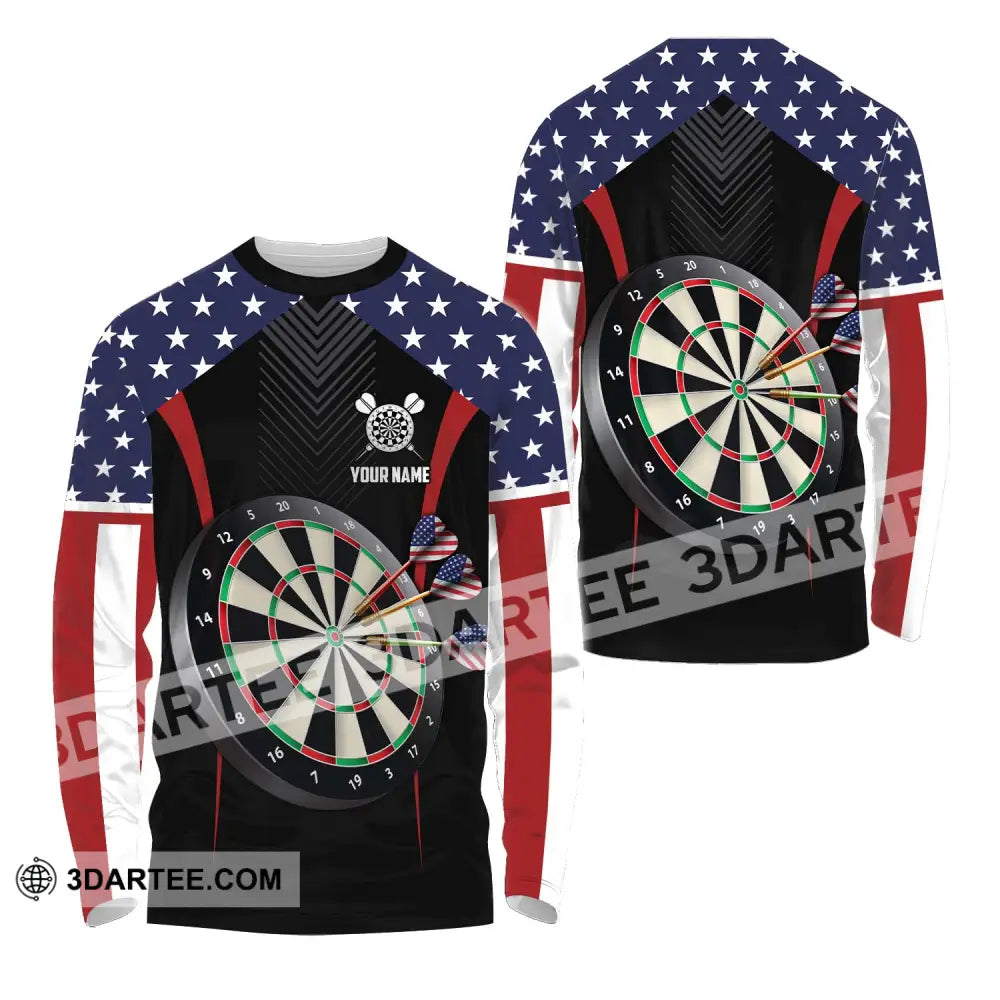 Unisex Shirt - Custom Name Sport America Darts Long Sleeve / S T-Shirt