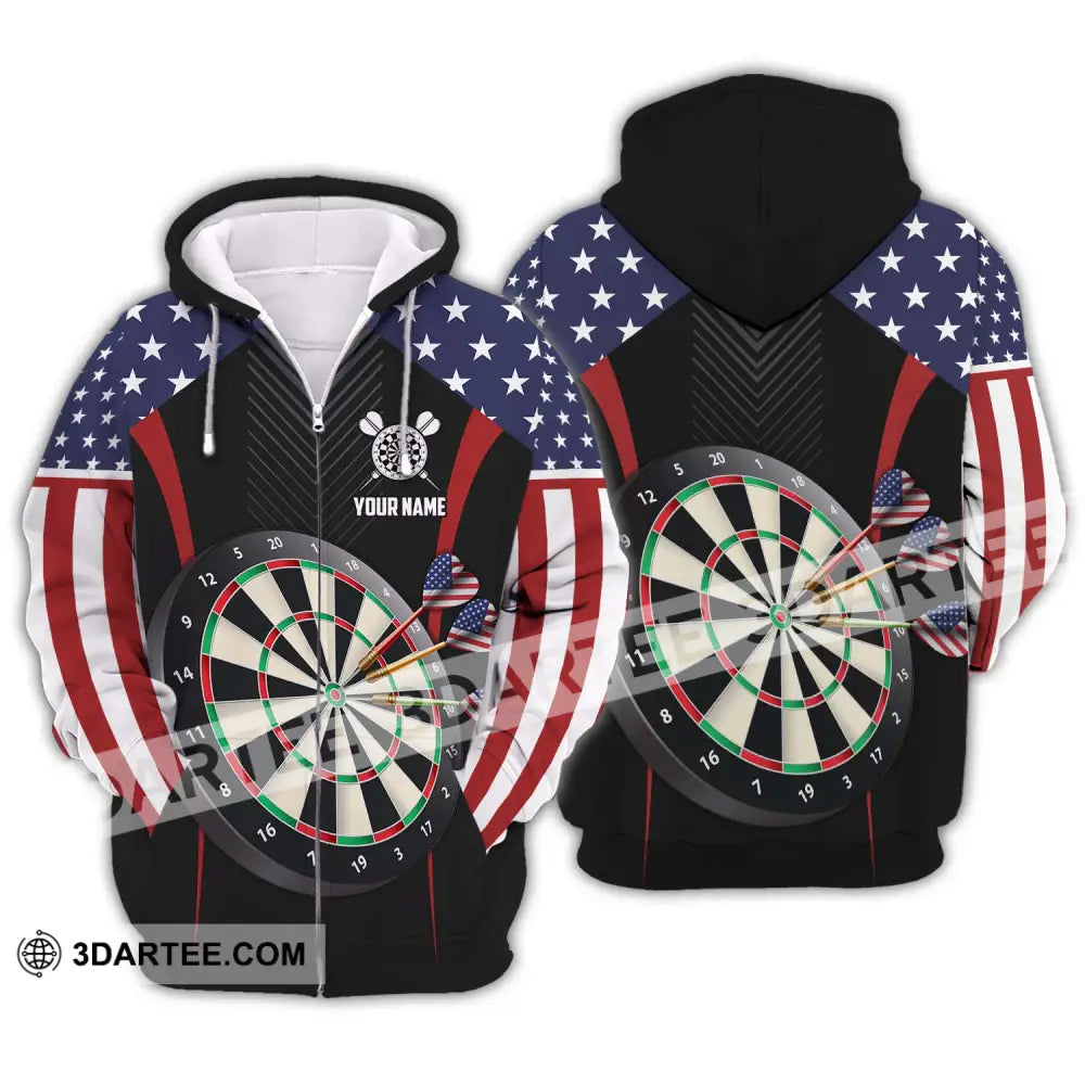 Unisex Shirt - Custom Name Sport America Darts Zipper Hoodie / S T-Shirt