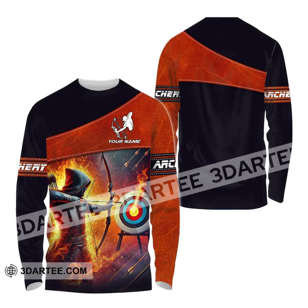 Unisex Shirt Custom Name Sport Shirt Archery Lover Long Sleeve Shirt / S T shirt