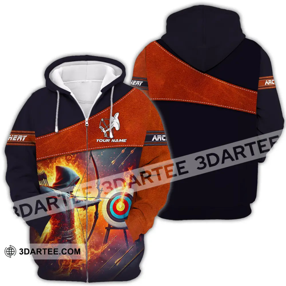 Unisex Shirt Custom Name Sport Shirt Archery Lover Zipper Hoodie / S T shirt
