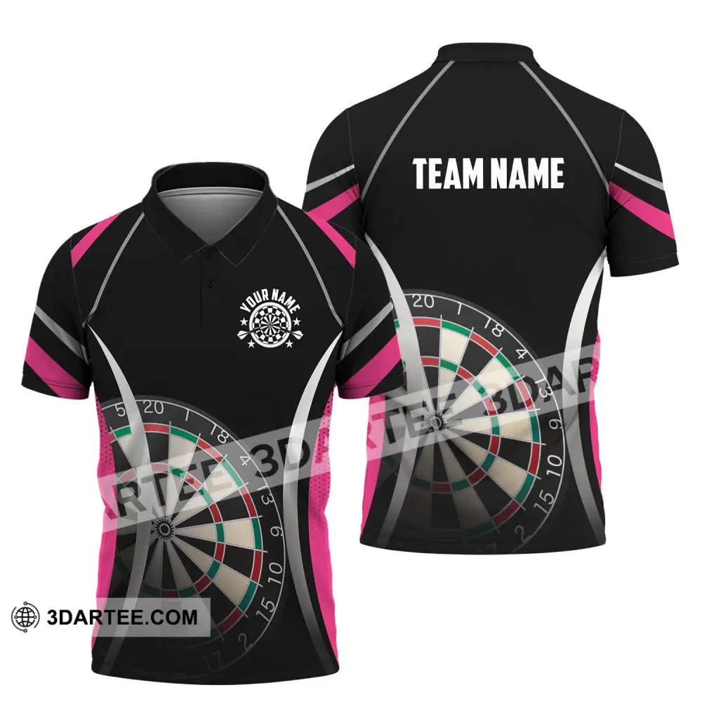 Unisex Shirt - Custom Name Sport Black Pink Darts Polo / S T-Shirt