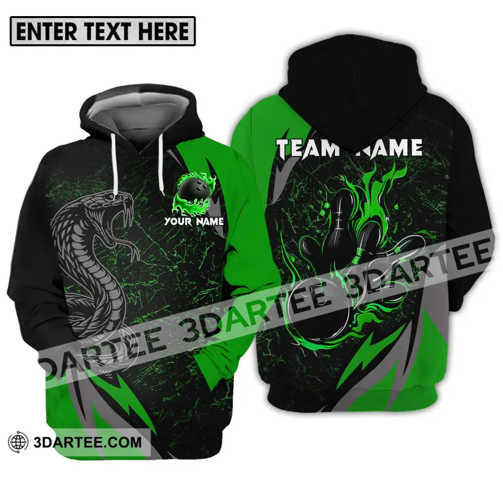 Unisex Shirt - Custom Name Sport Black Snake Bowling Hoodie / S T-Shirt