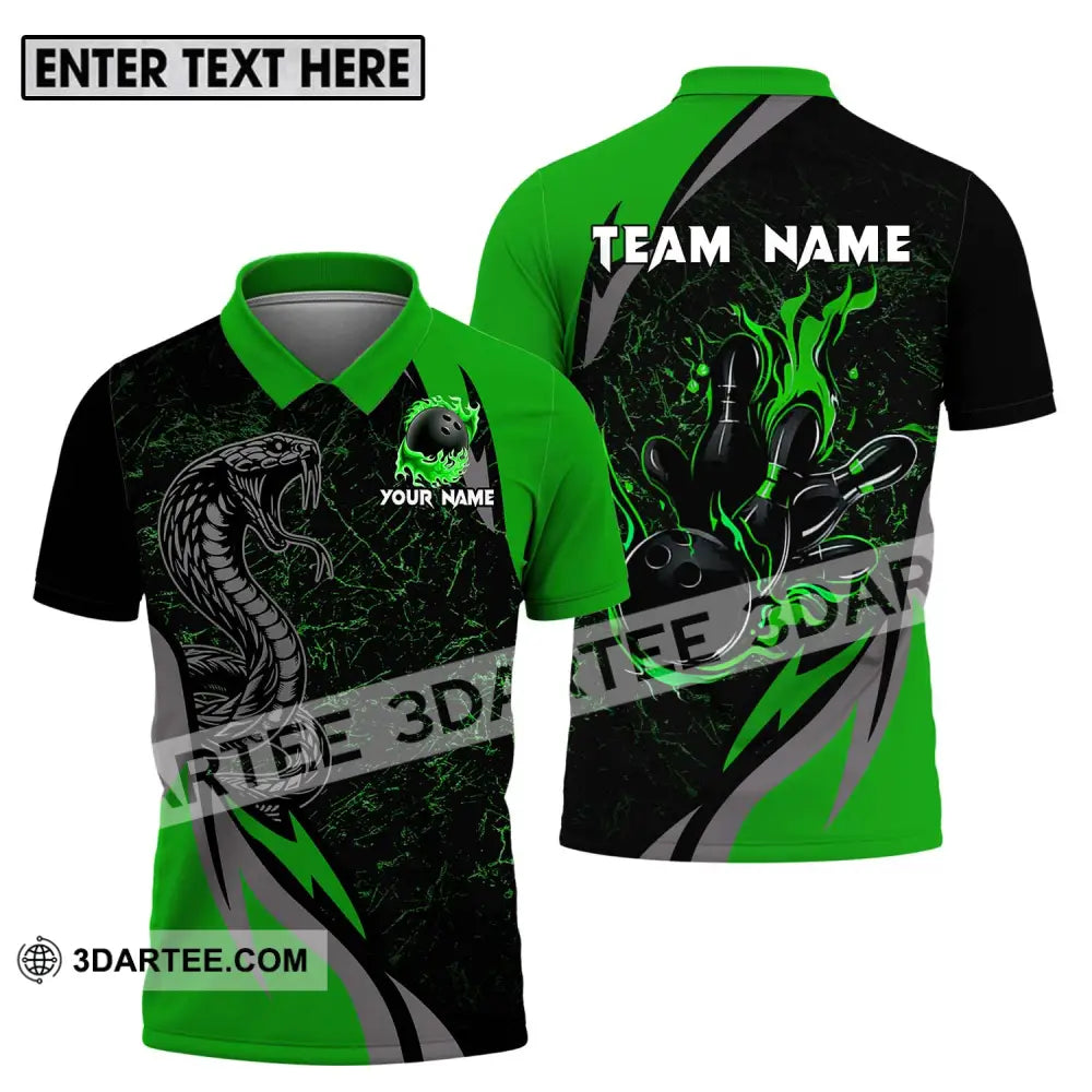 Unisex Shirt - Custom Name Sport Black Snake Bowling Polo / S T-Shirt