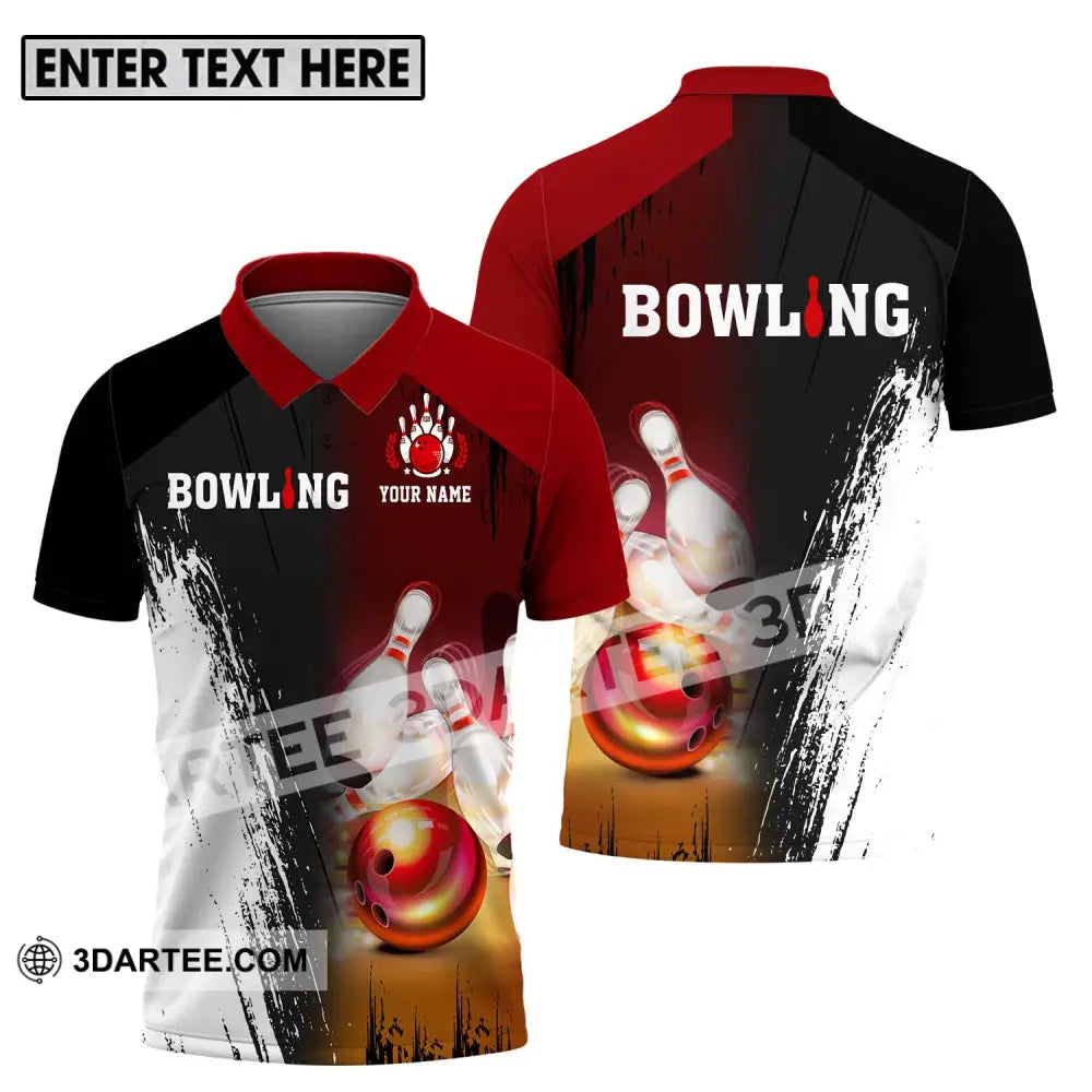 Unisex Shirt - Custom Name Sport Bowling Red Ball Polo / S T-Shirt