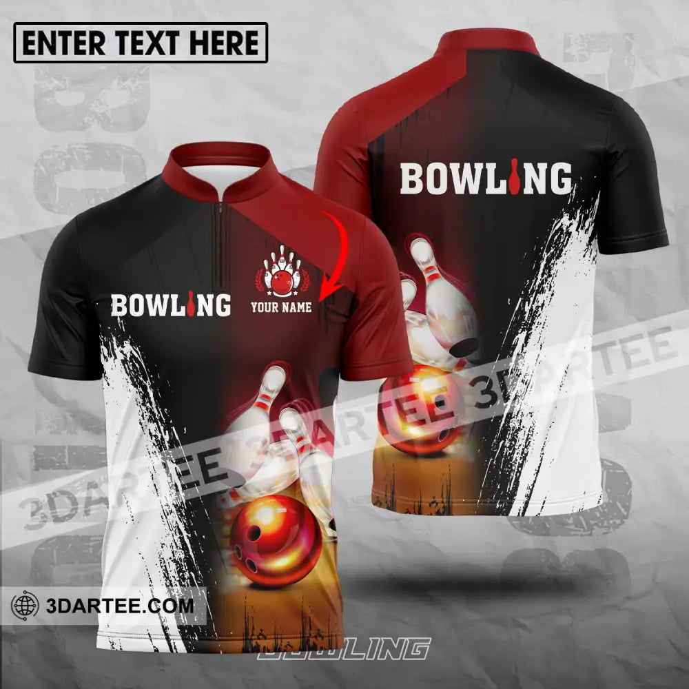 Unisex Shirt - Custom Name Sport Bowling Red Ball T-Shirt