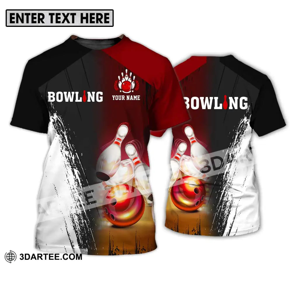 Unisex Shirt - Custom Name Sport Bowling Red Ball T-Shirt / S T-Shirt