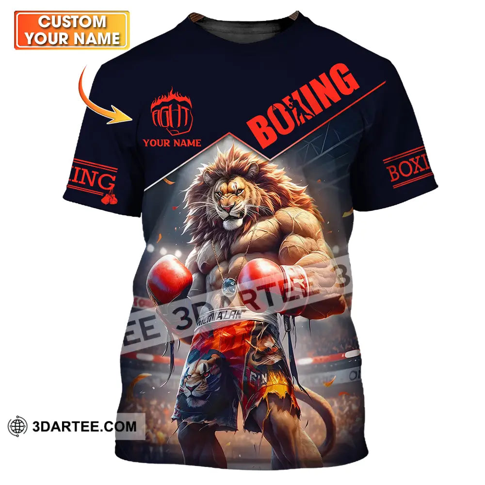 Unisex Shirt - Custom Name Sport Boxing Lion King T-Shirt