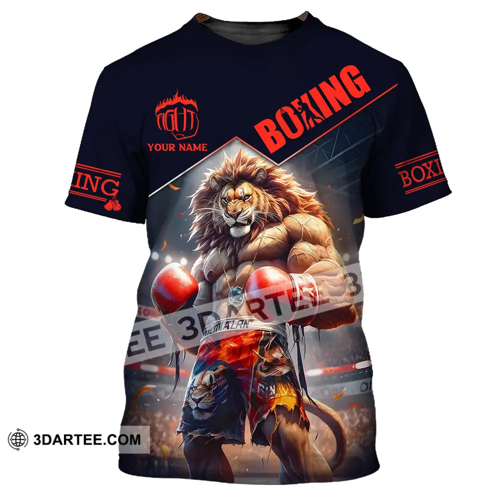 Unisex Shirt - Custom Name Sport Boxing Lion King T-Shirt / S T-Shirt